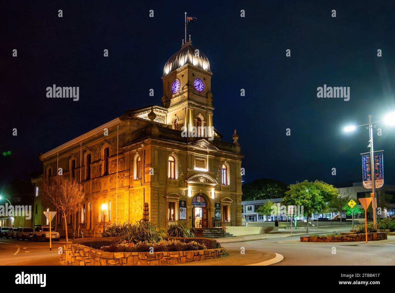 Albany Town Hall building at night. Western Australia. Stock Photo