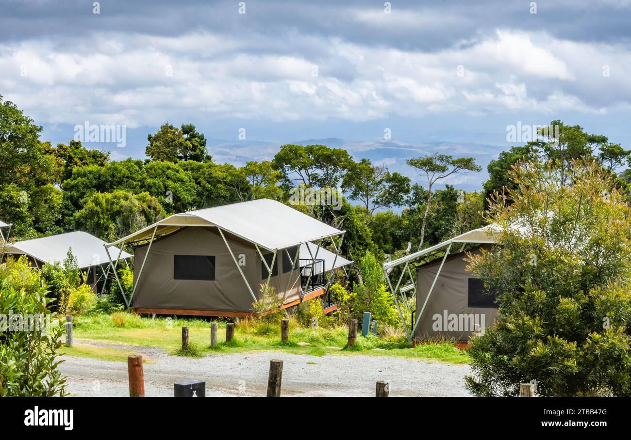 Luxury tents at the O'Reilly's Rainforest Retreat, Queensland, Australia. Stock Photo