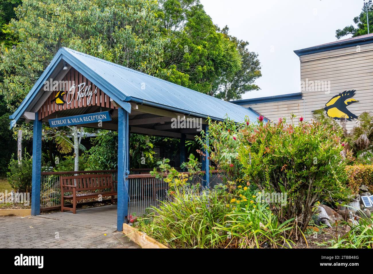 Front entrance to the O'Reilly's Rainforest Retreat, Queensland, Australia. Stock Photo