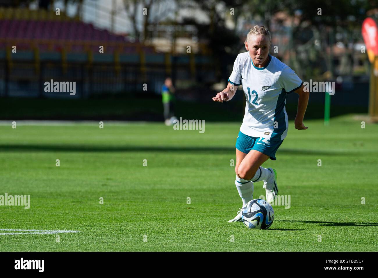 Bogota, Colombia. 05th Dec, 2023. New Zealand's Betsy Hassett during the second international friendly match between Colombia's national female team (1) and New Zealand (0), in Bogota, Colombia, December 5, 2023. Photo by: Sebastian Barros/Long Visual Press Credit: Long Visual Press/Alamy Live News Stock Photo