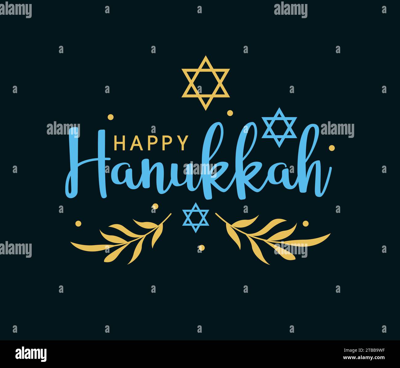 Happy Hanukkah Lettering With Star Of David Stock Vector
