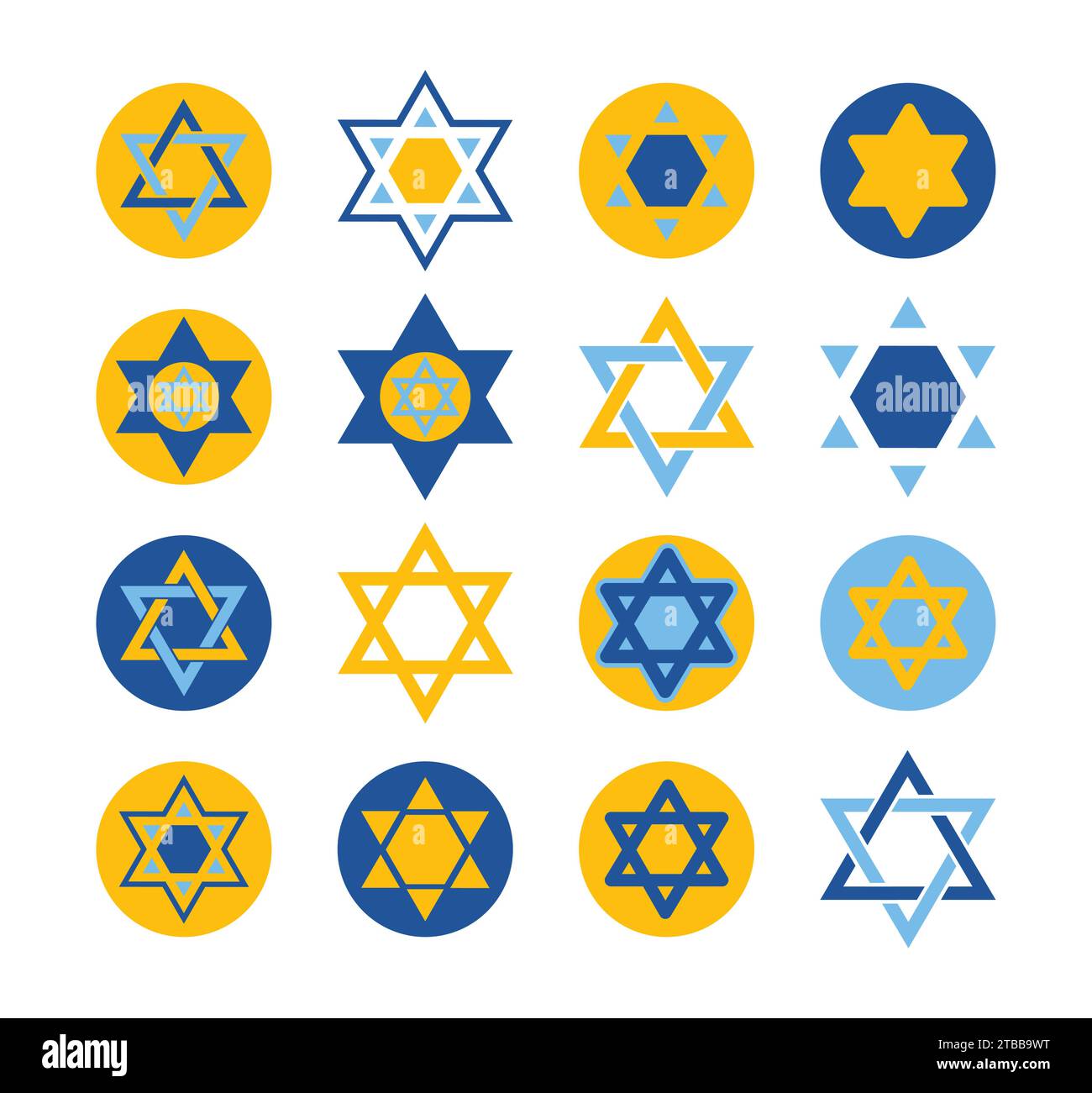 Star Of David Colorful Icon Set Jewish Symbol Stock Vector