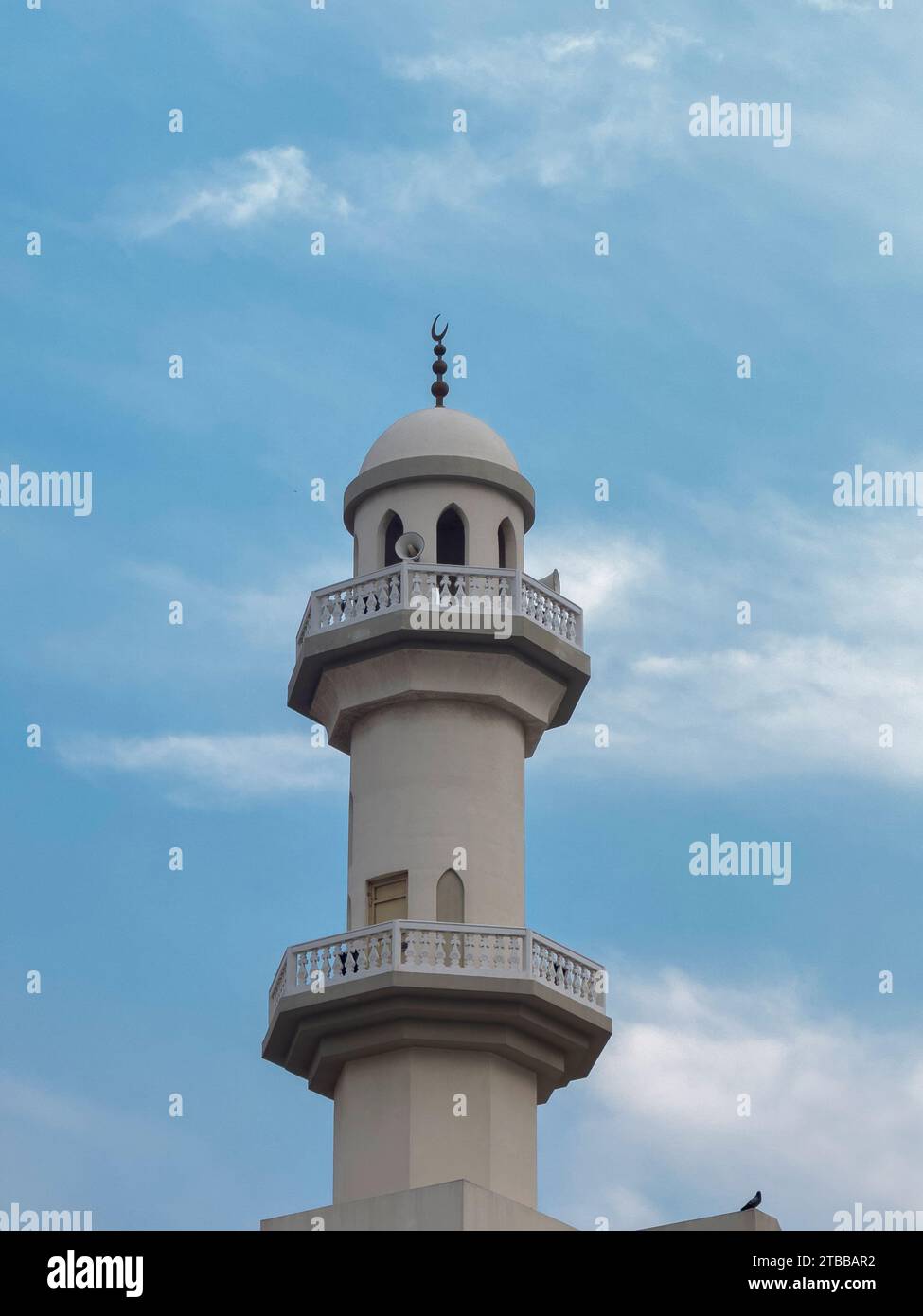 Doha, Qatar - December 05, 2023: Minart of Doha Masjid at sunset time Stock Photo