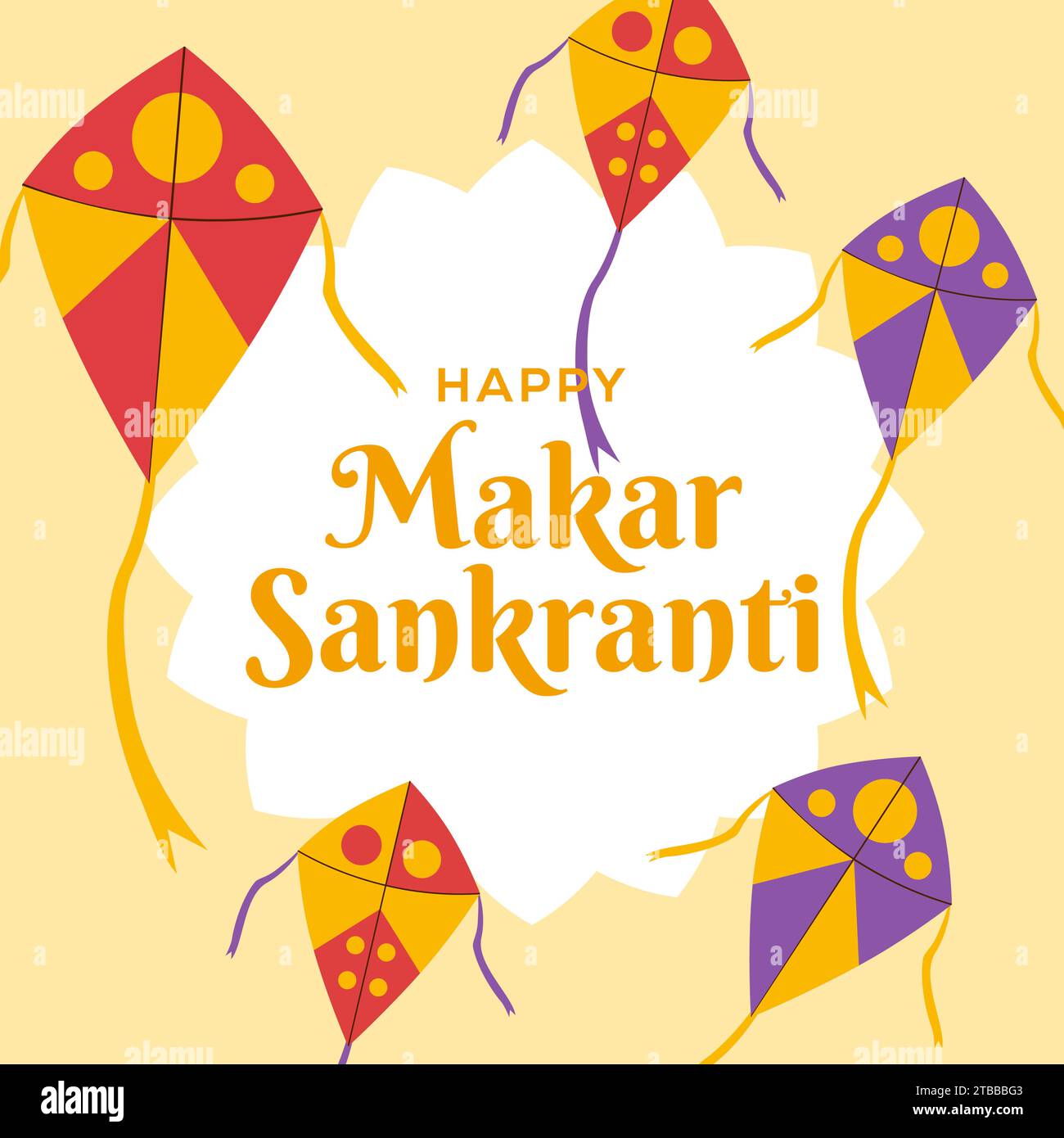 Vector Flat Design Happy Makar Sankranti Illustration Stock Vector