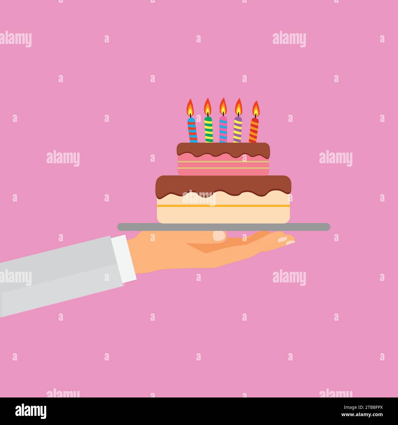 Hand serving a cake stock vector images alamy
