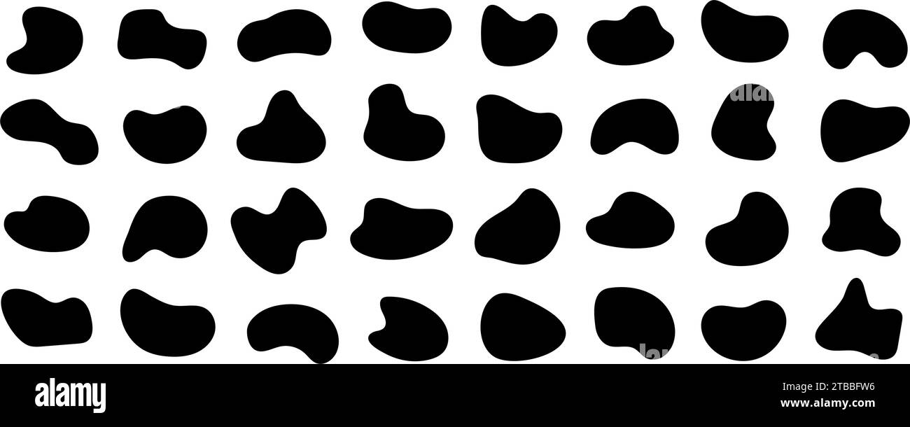 Abstract organic shapes collection. Irregular liquid forms set. Black ...