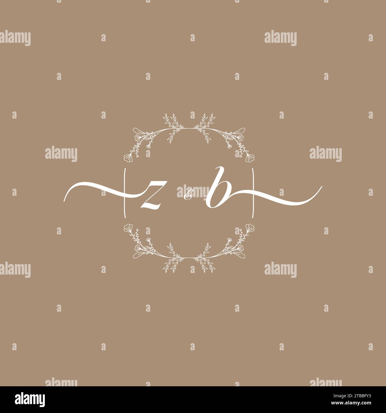 ZB handwriting logo of initial signature, wedding and fashion concept design Stock Vector