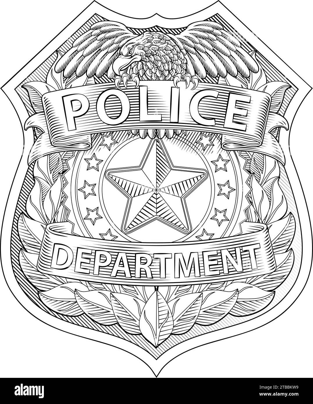 Police Badge Shield Star Sheriff Cop Crest Symbol Stock Vector