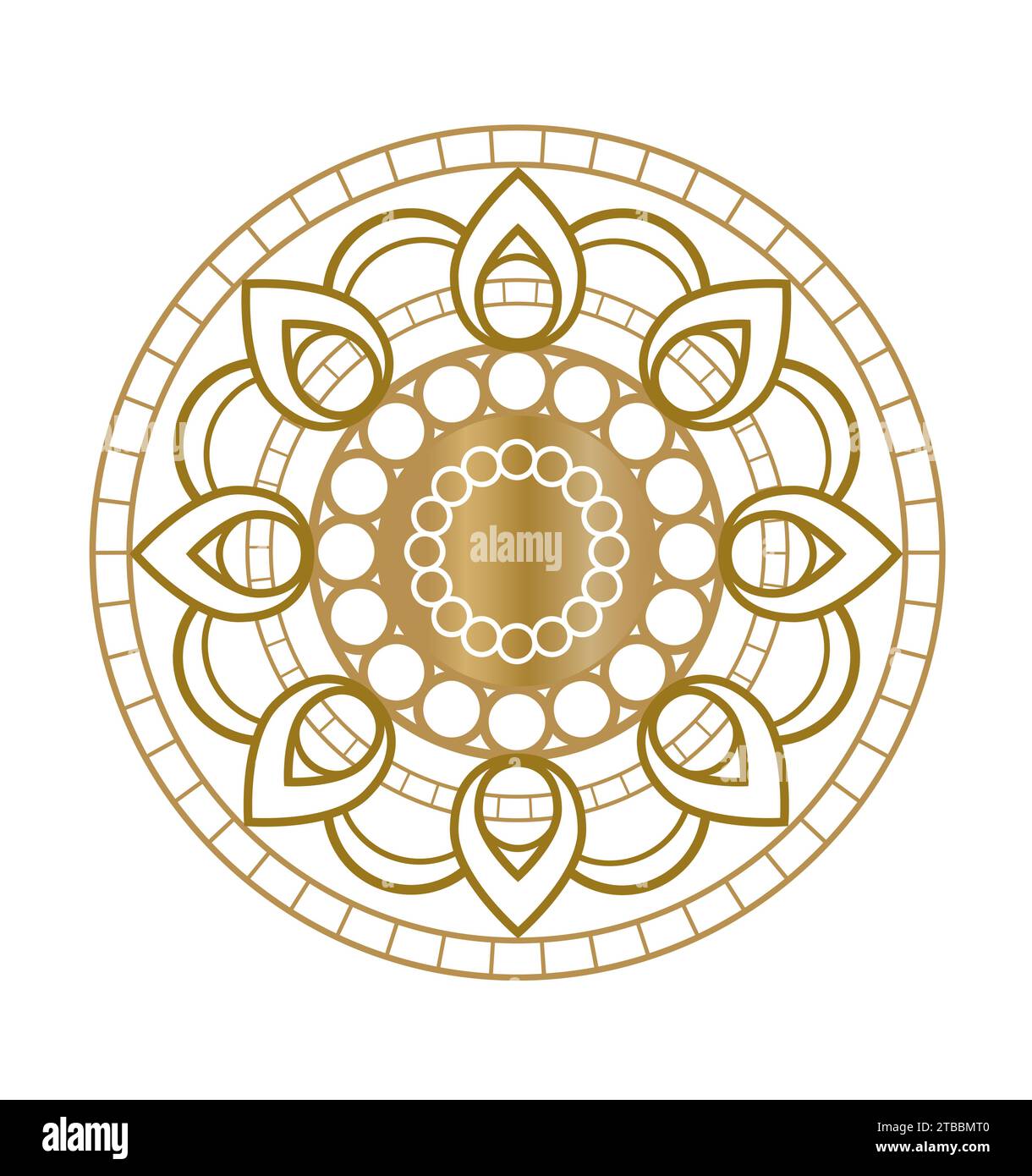 Golden mandala emblem with circles in the middle Stock Vector