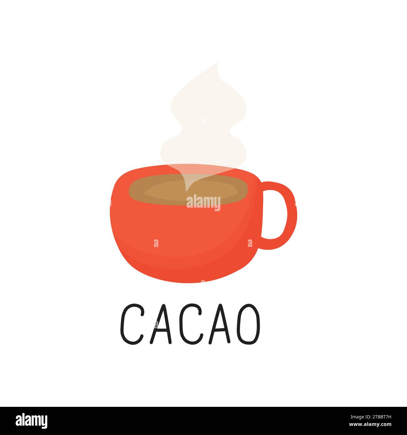 Hot cacao in red mug. Doodle Scandinavian illustration isolated for winter card print. Stock Vector