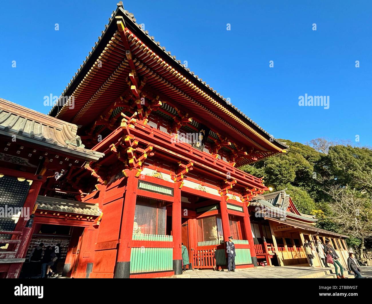 The Senior Shrine of the Tsurugaoka Hachimangu Shrine, the most important Shinto shrine in Kamakura, Japan. Stock Photo