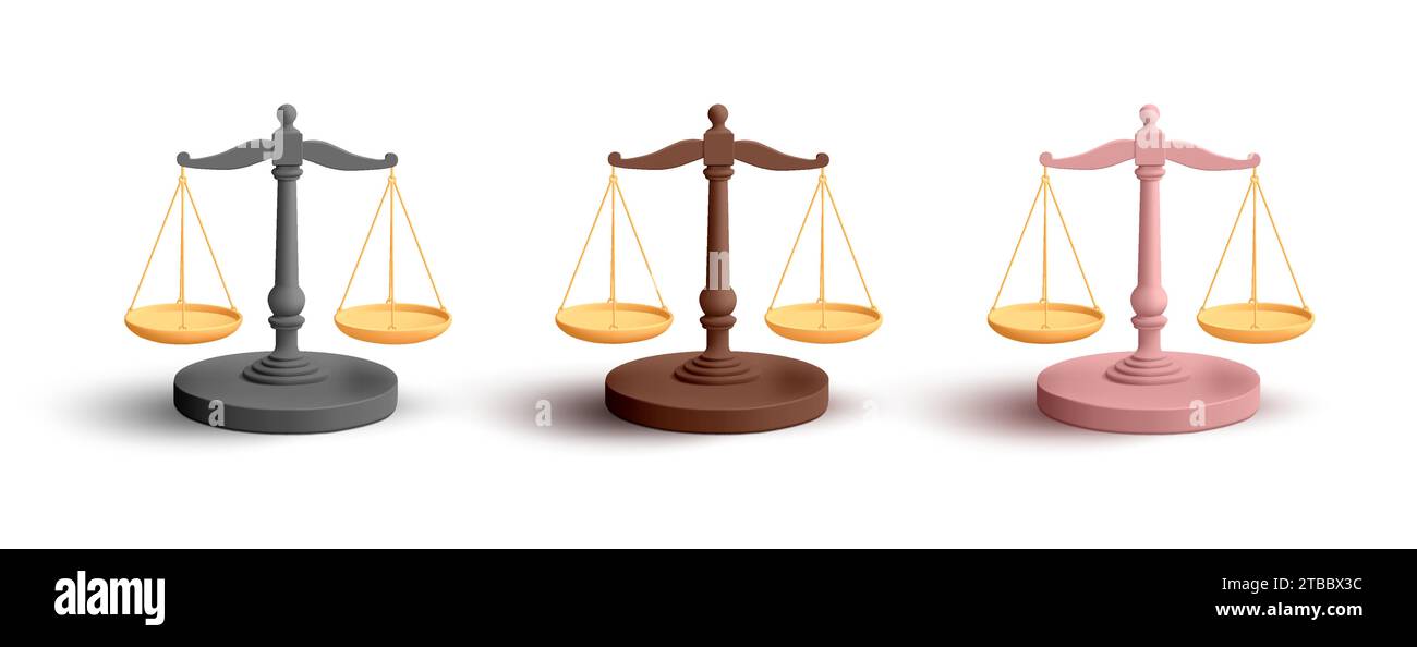 Justice scales law equality render illustration 3d set, balance measure ...