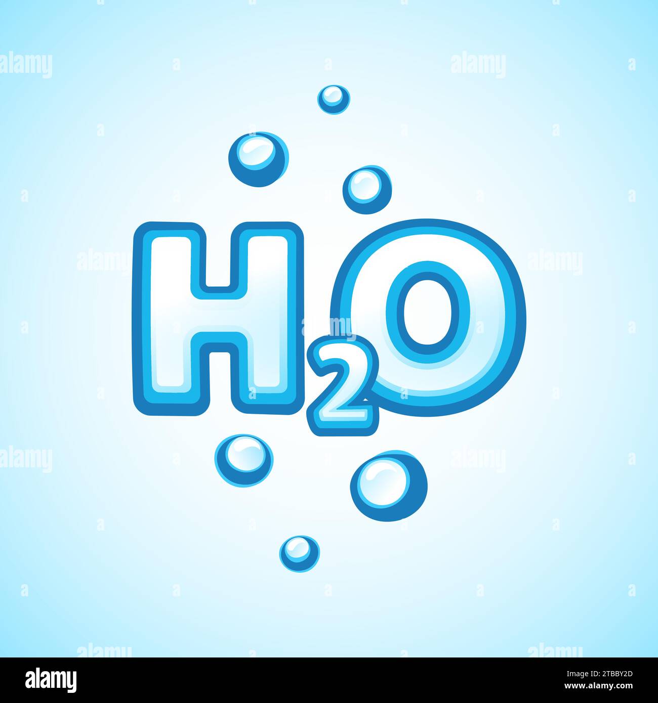 H2O vector logo. Chemical formula of water. EPS10 Stock Vector