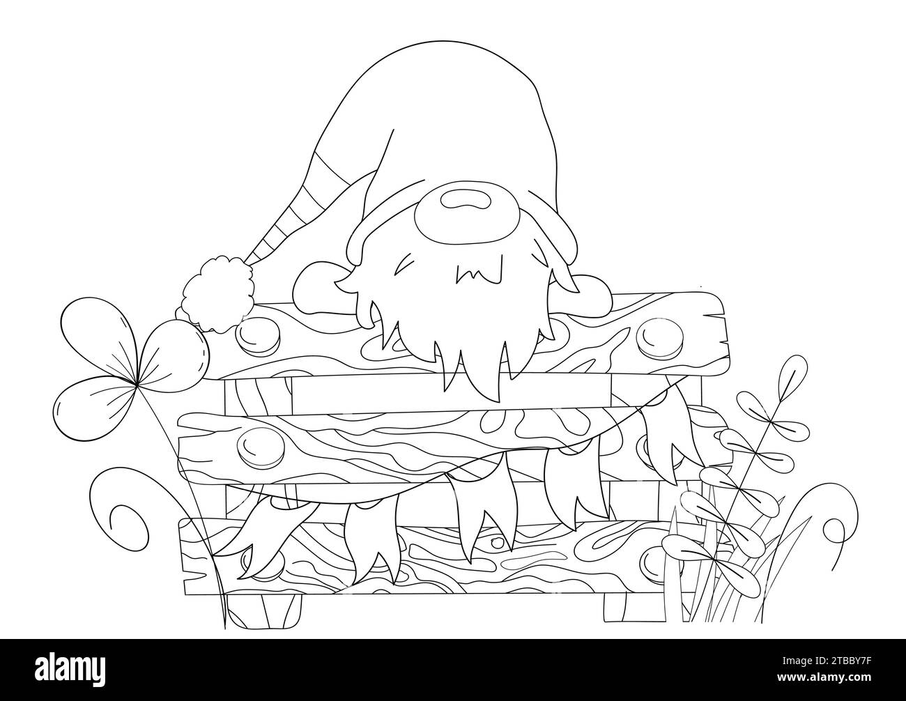 Coloring Pag Is A Fun Coloring - Coloring Pag Is A Fun Coloring Book Featuring A Cheerful Gnome Peeking Out Of A Wooden Box In A Garden 2TBBY7F 