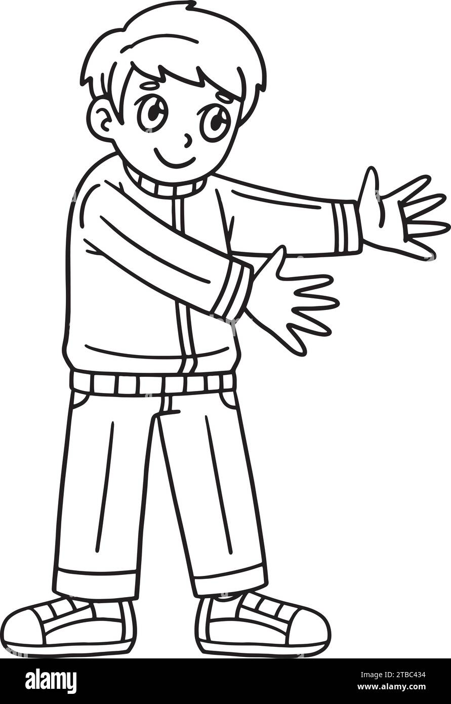 Happy Boy Playing Isolated Coloring Page for Kids Stock Vector Image ...