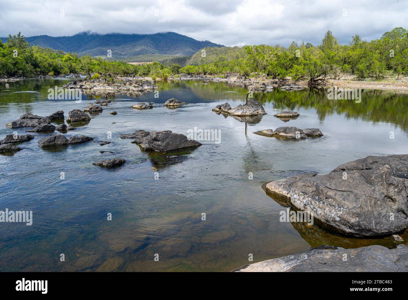 Rocky section of Mann River at Cangai Bridge, Jackadgery, NSW