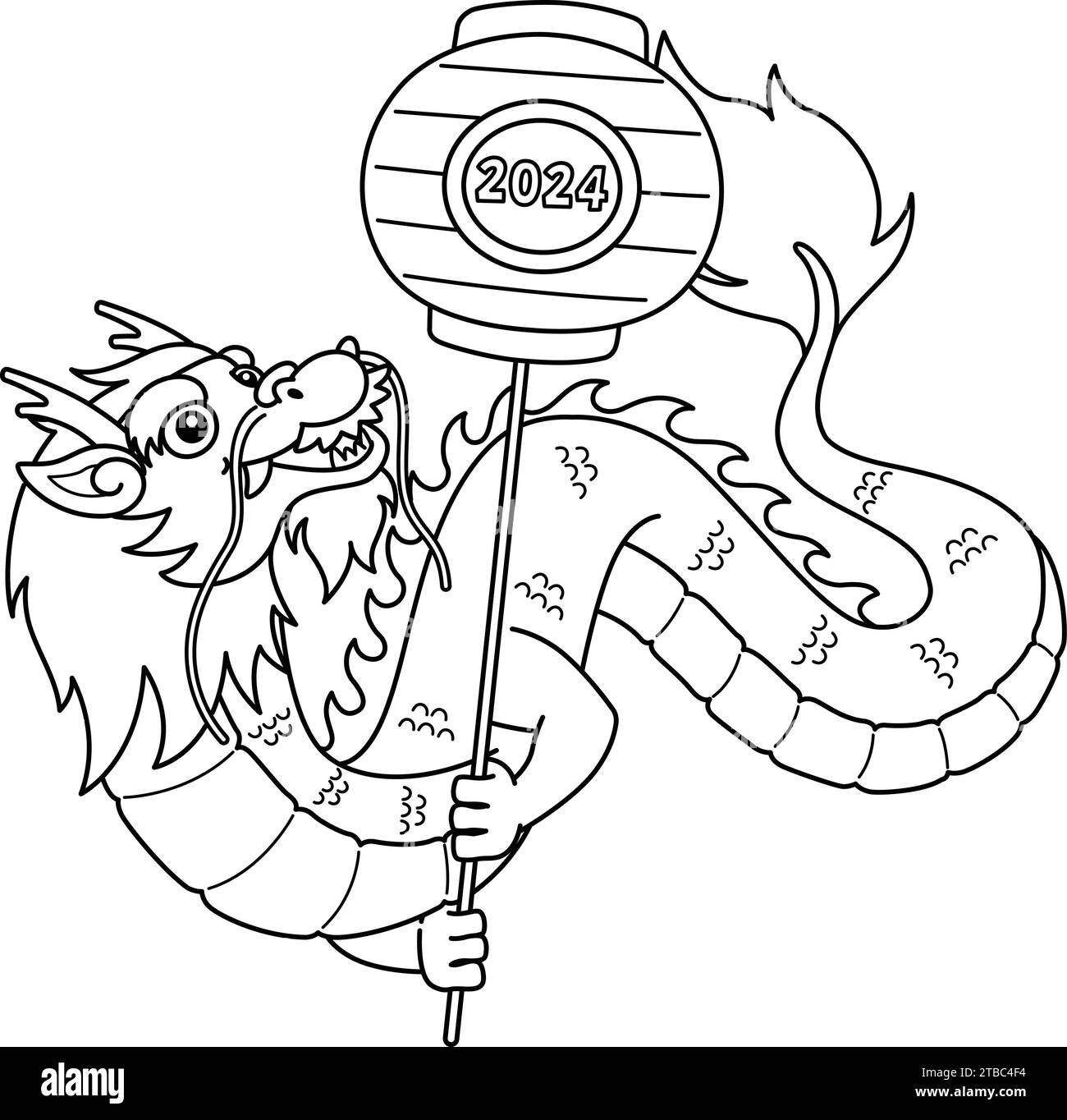 Year of the Dragon Holding Lanterns Isolated C Stock Vector Image & Art ...