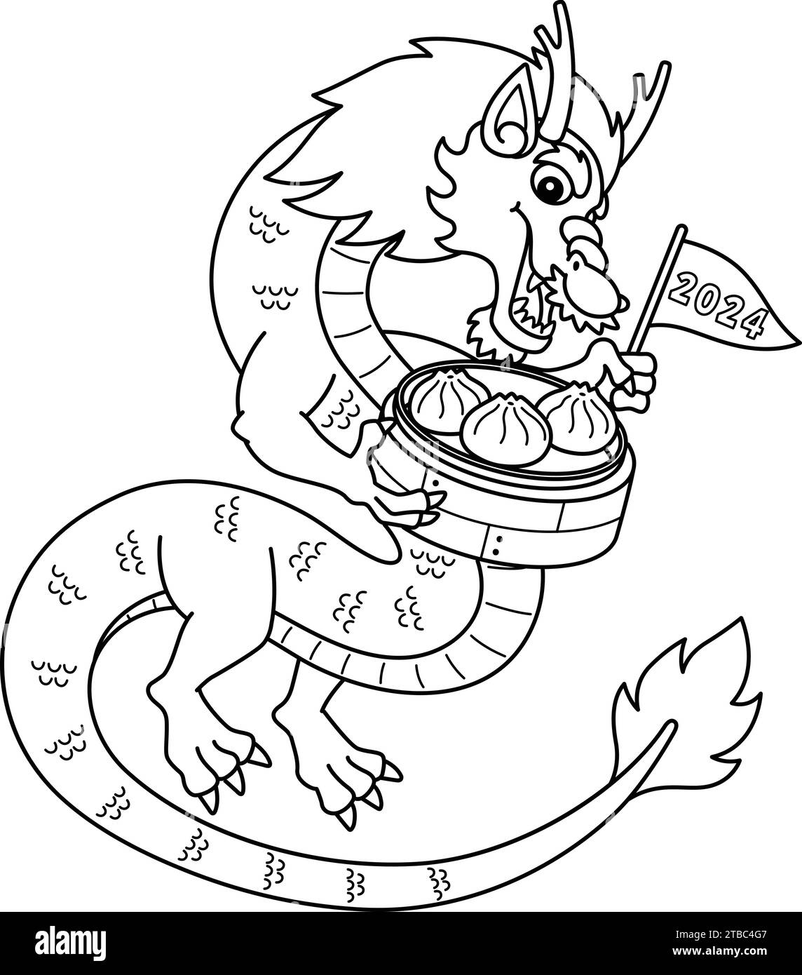 Year of the Dragon Holding a Dumpling Isolated Stock Vector Image & Art