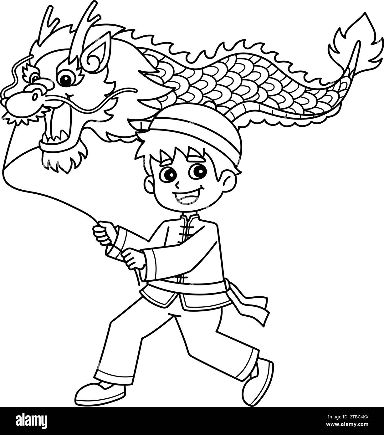 Chinese Boy holding a Dragon Lantern Isolated Stock Vector Image & Art ...