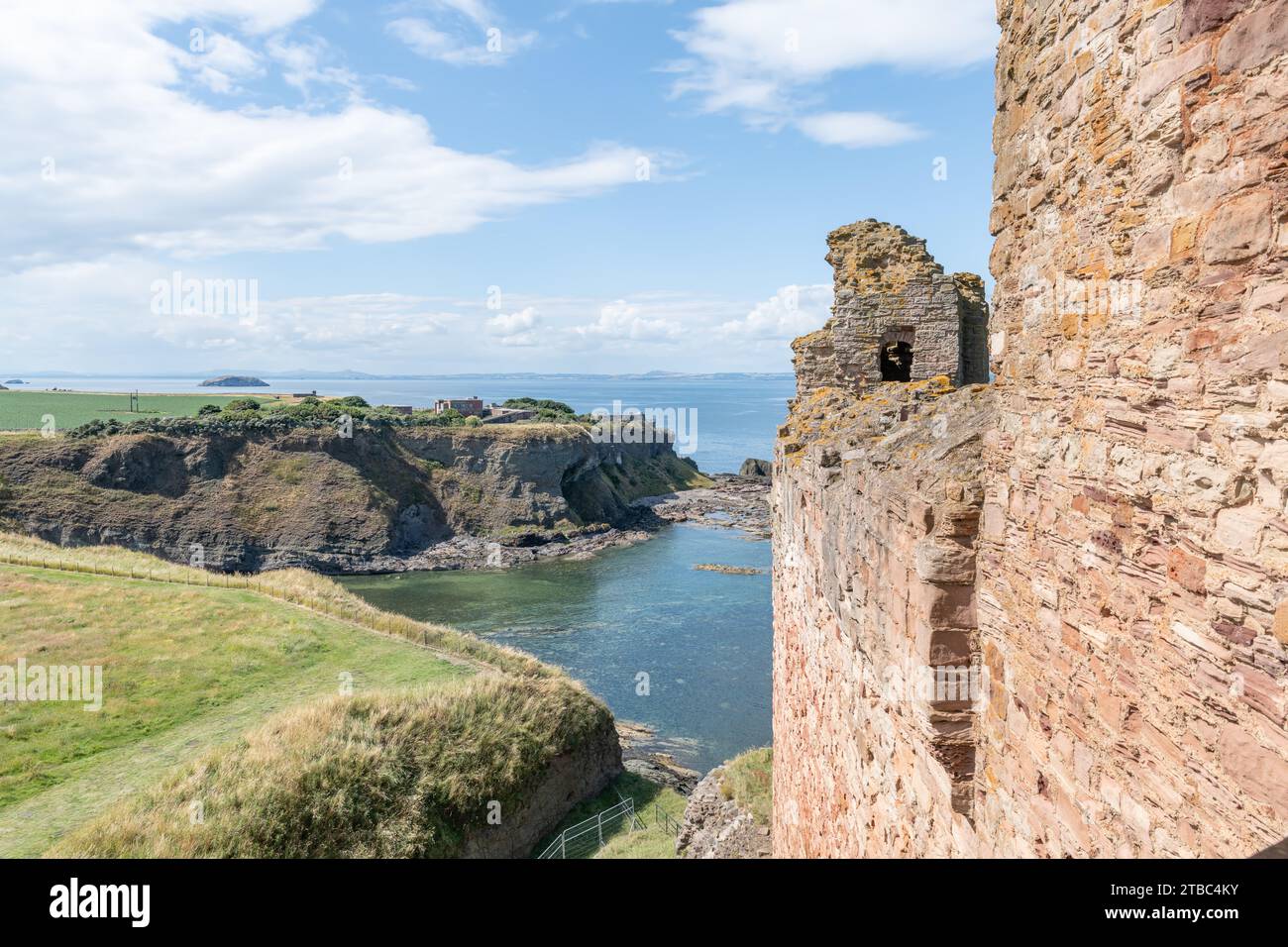 The North West wall of Tantallon Castle with Gin Head on the East