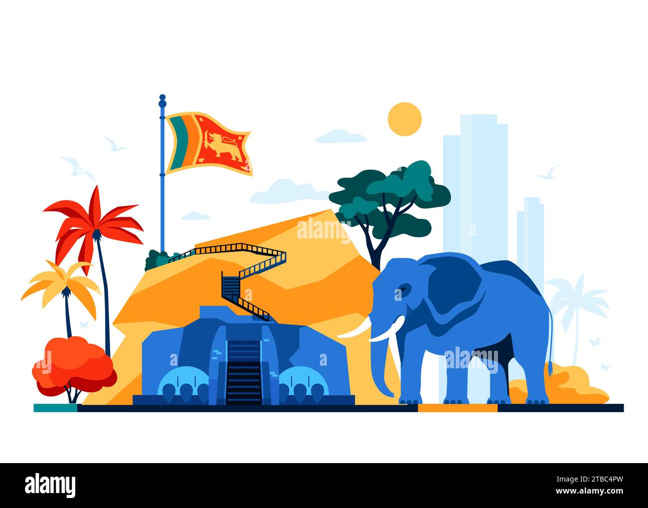 features-of-sri-lanka-modern-colored-vector-illustration-stock-vector