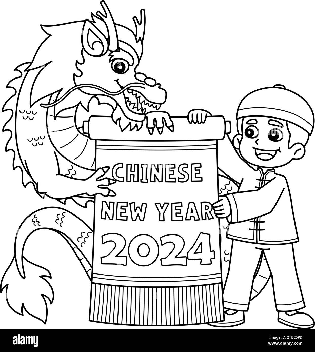 Year of the Dragon Chinese New Year 2024 Isolated Stock Vector Image