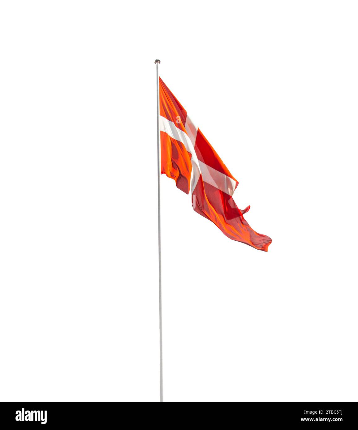 Copenhagen, Denmark. October 2022. panoramic A danish flag waving in a transparent background Stock Photo