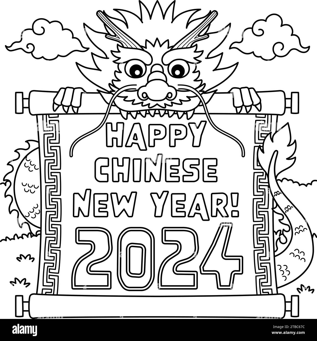 Happy Chinese Year 2025 Coloring Page for Kids Stock Vector Image & Art