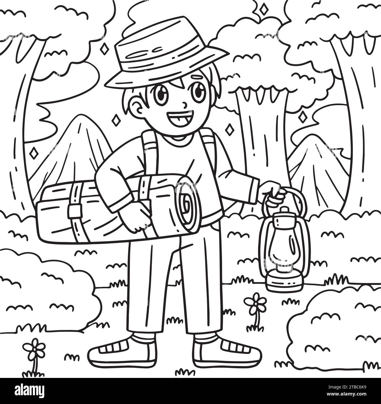 camping-camper-with-sleeping-bag-coloring-page-stock-vector-image-art