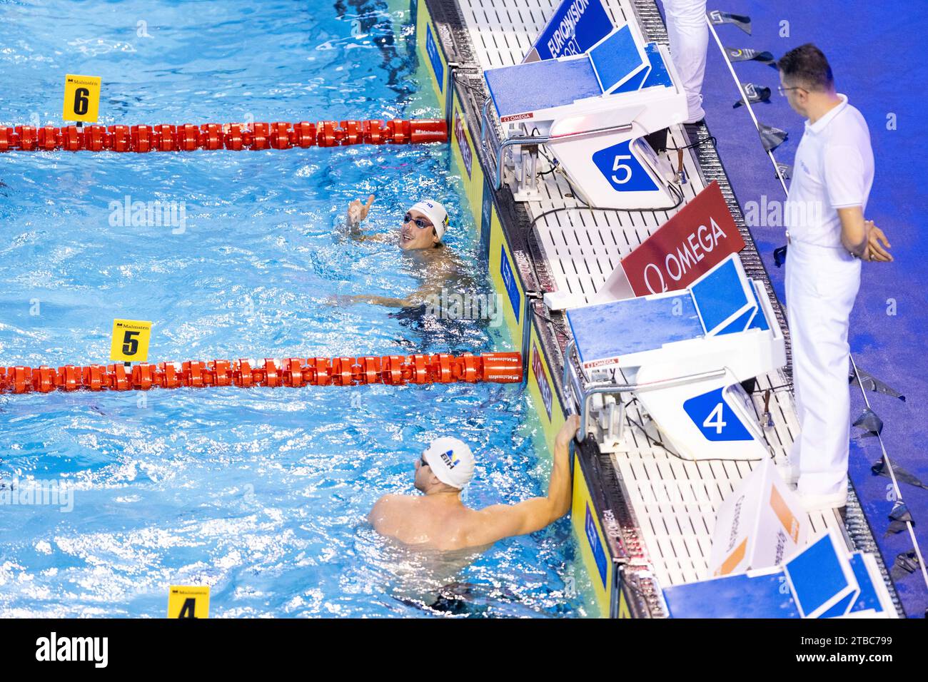 Ungur Andrei of Romania celebrating during MenÂ´s 50m Freestyle Heats