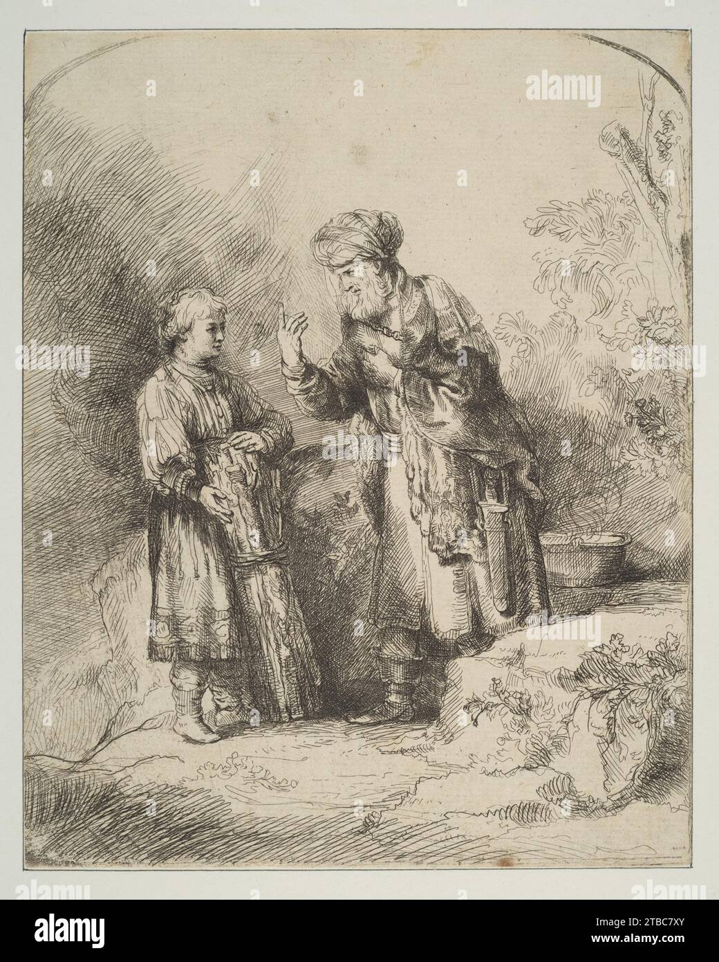 Abraham and Isaac (reverse copy) 1917 by Rembrandt (Rembrandt van Rijn