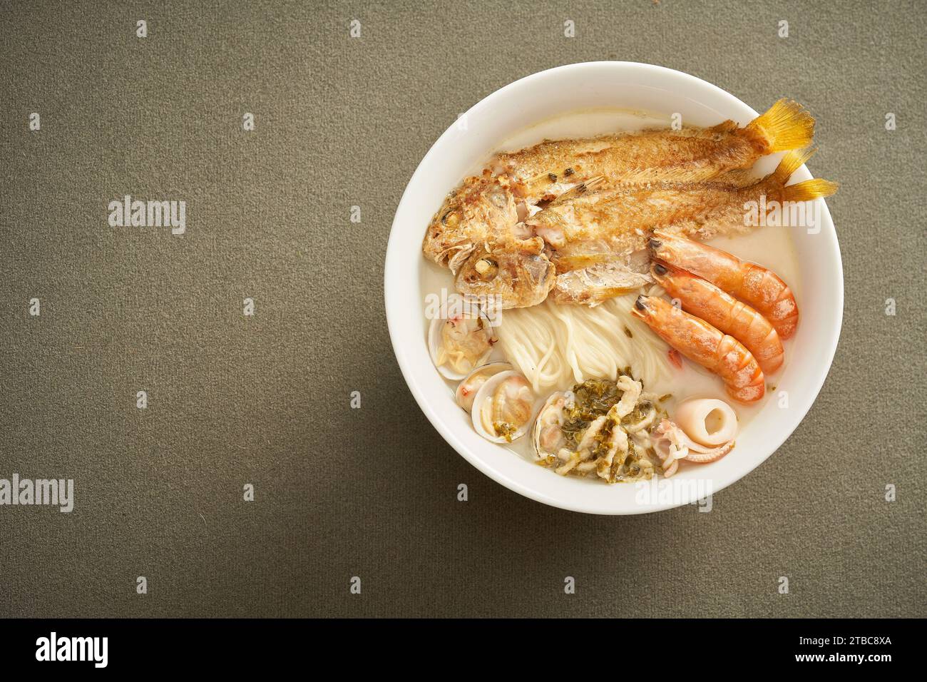 rice noodle with assorted seafood Stock Photo