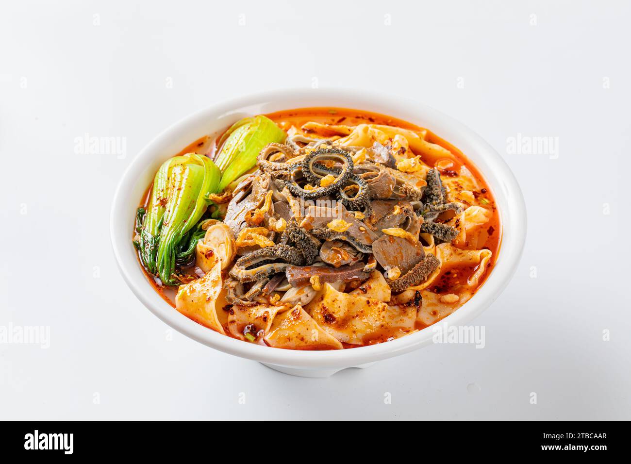 noodle with  lamb （mutton）offal Scallion Oil, biang biang noodles Stock Photo