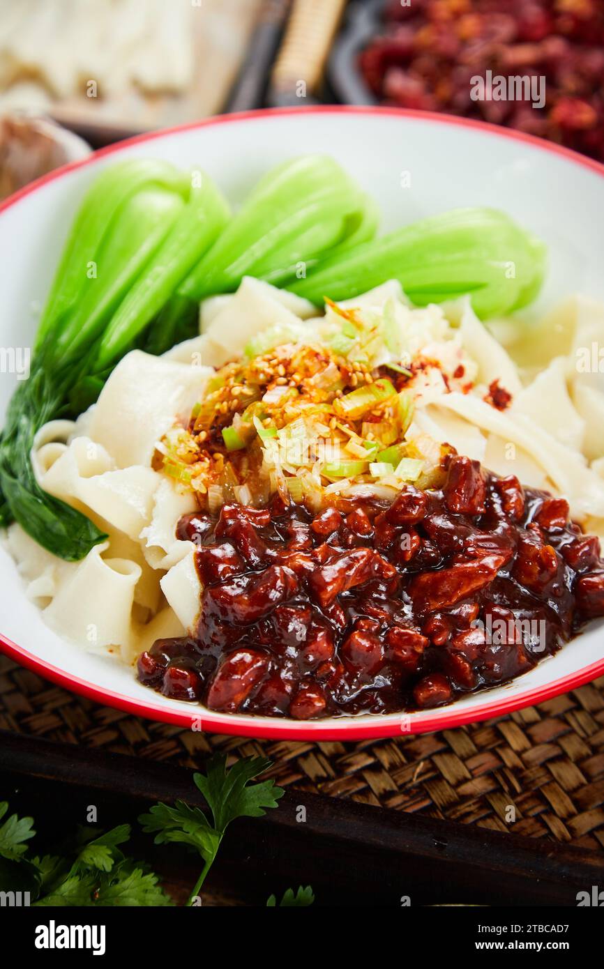 noodle with Scallion Oil, biang biang noodles Stock Photo