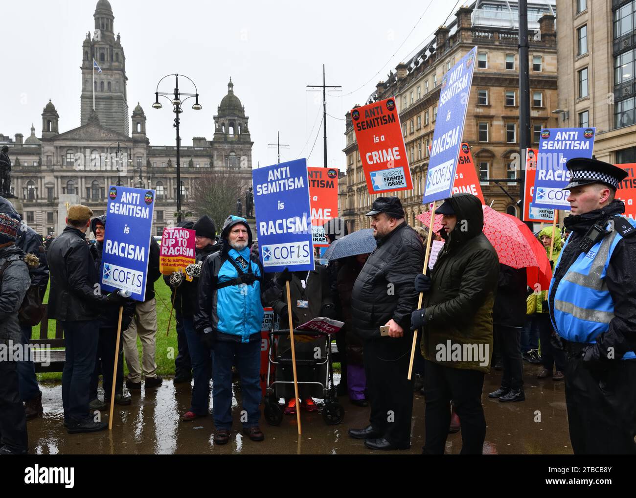 Counter demonstration against anti-Semitism in the centre of Glasgow, Scotland Stock Photo
