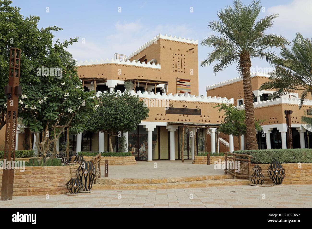 Upmarket dining destination of Bujairi Terrace at Diriyah in Riyadh Stock Photo