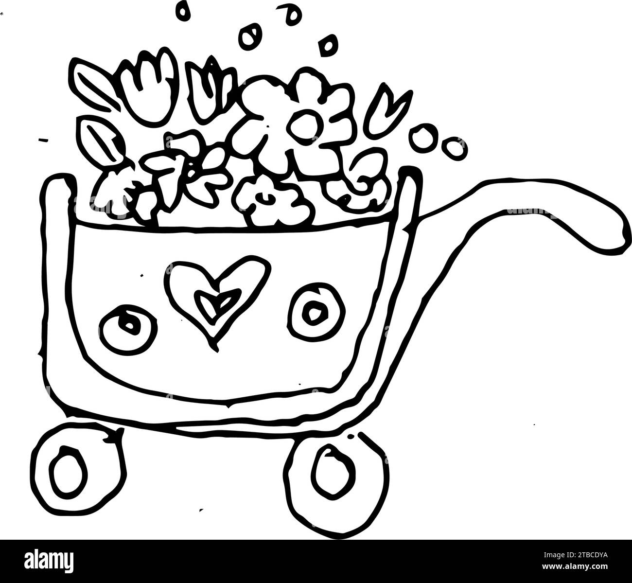 Garden cart with flowers outline doodle Stock Vector Image & Art Alamy