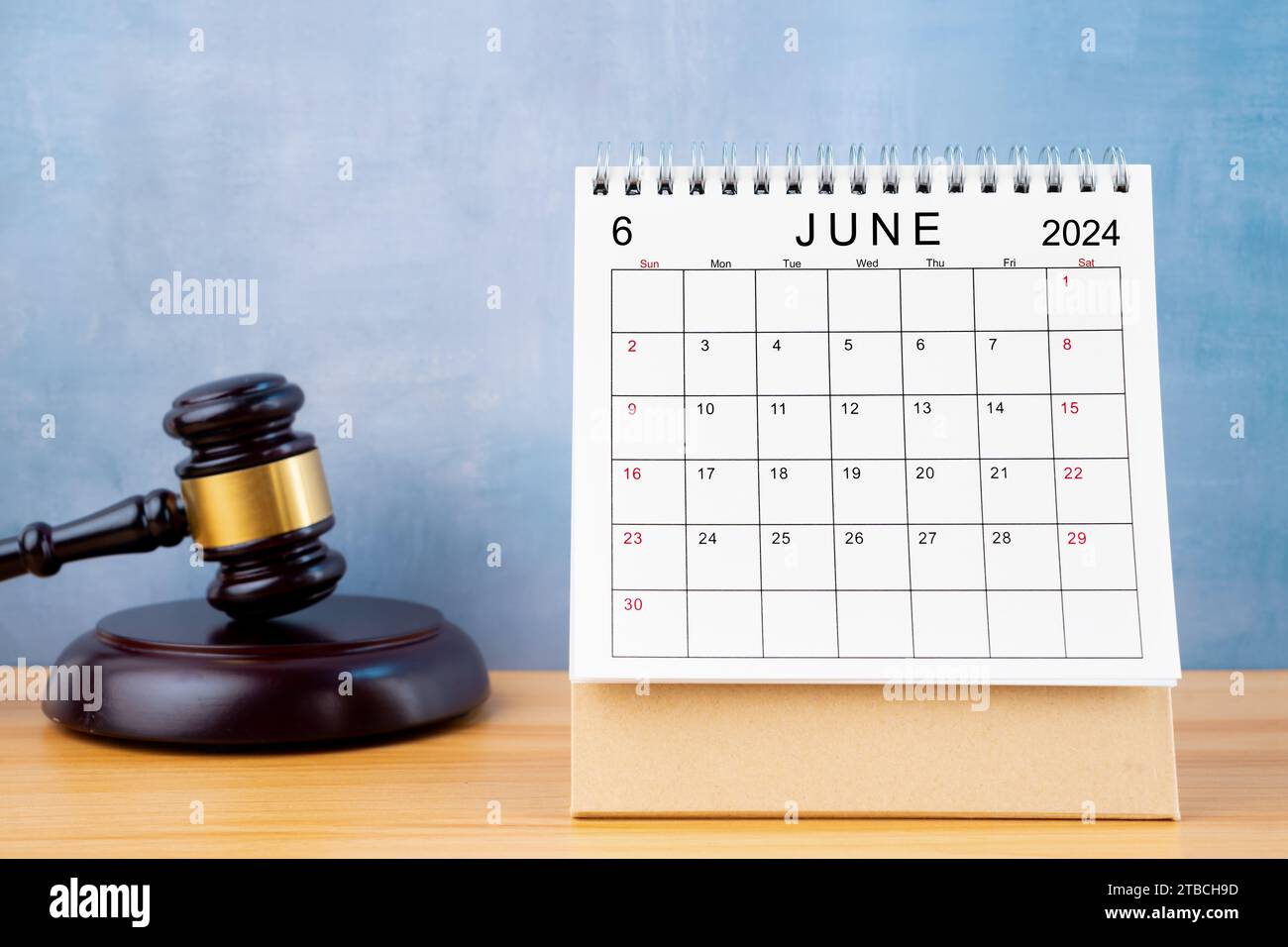 Desk calendar for June 2024 and judge
