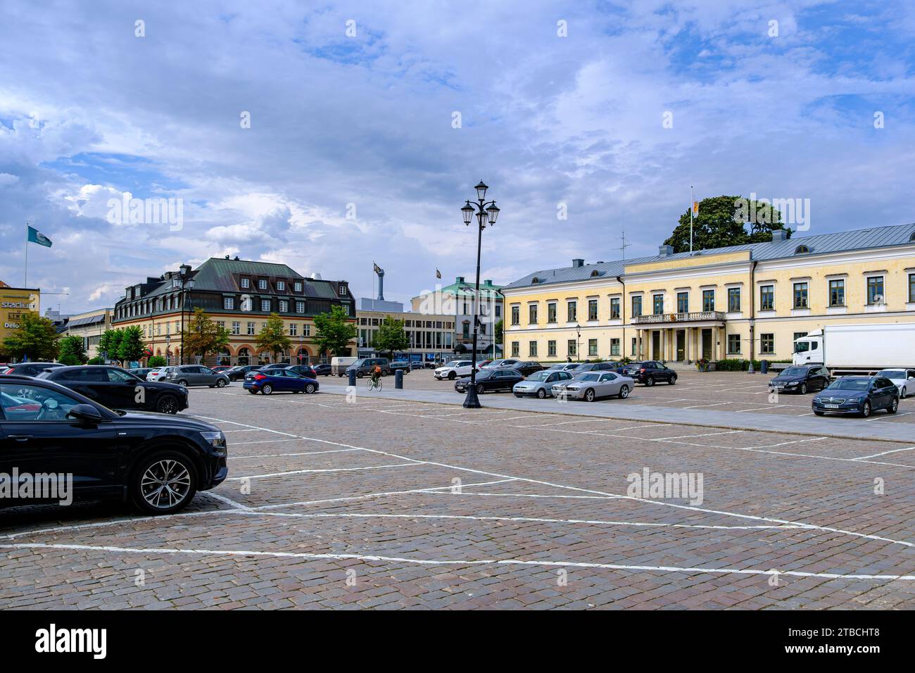Blick über den Stadtplatz, Hauptplatz, Marktplatz (Stortorget) von Växjö, Smaland, Kronobergs län, Schweden. Stock Photo