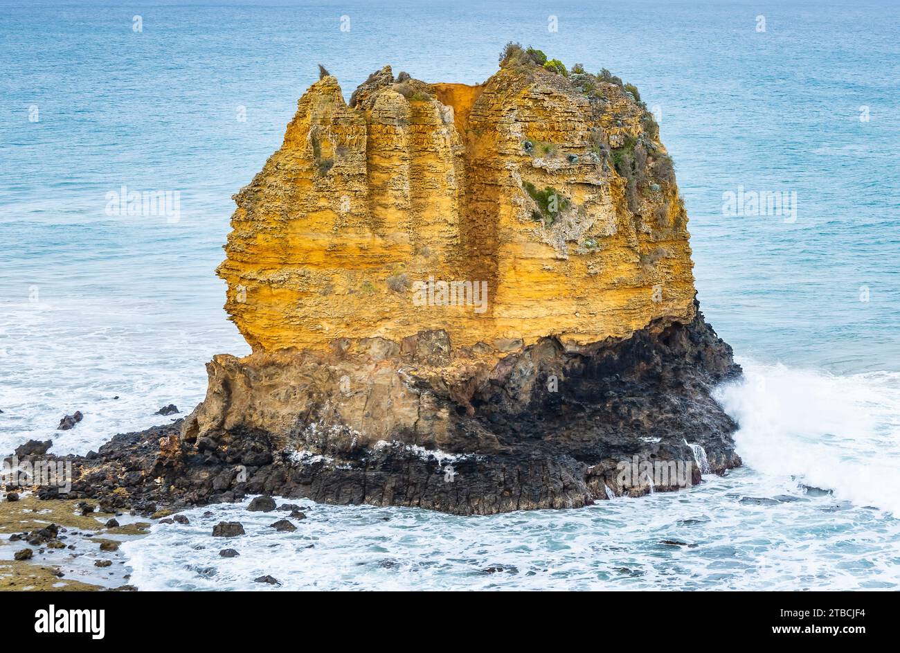 The Eagle Rock, a limestone tower sitting on top of volcanic rocks. Victoria, Australia Stock