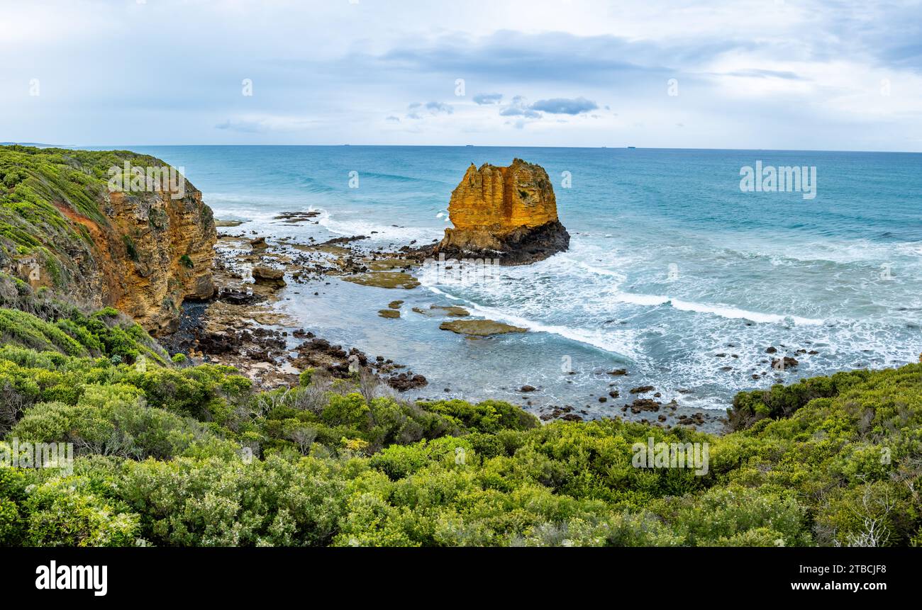 The Eagle Rock, a limestone tower sitting on top of volcanic rocks. Victoria, Australia Stock