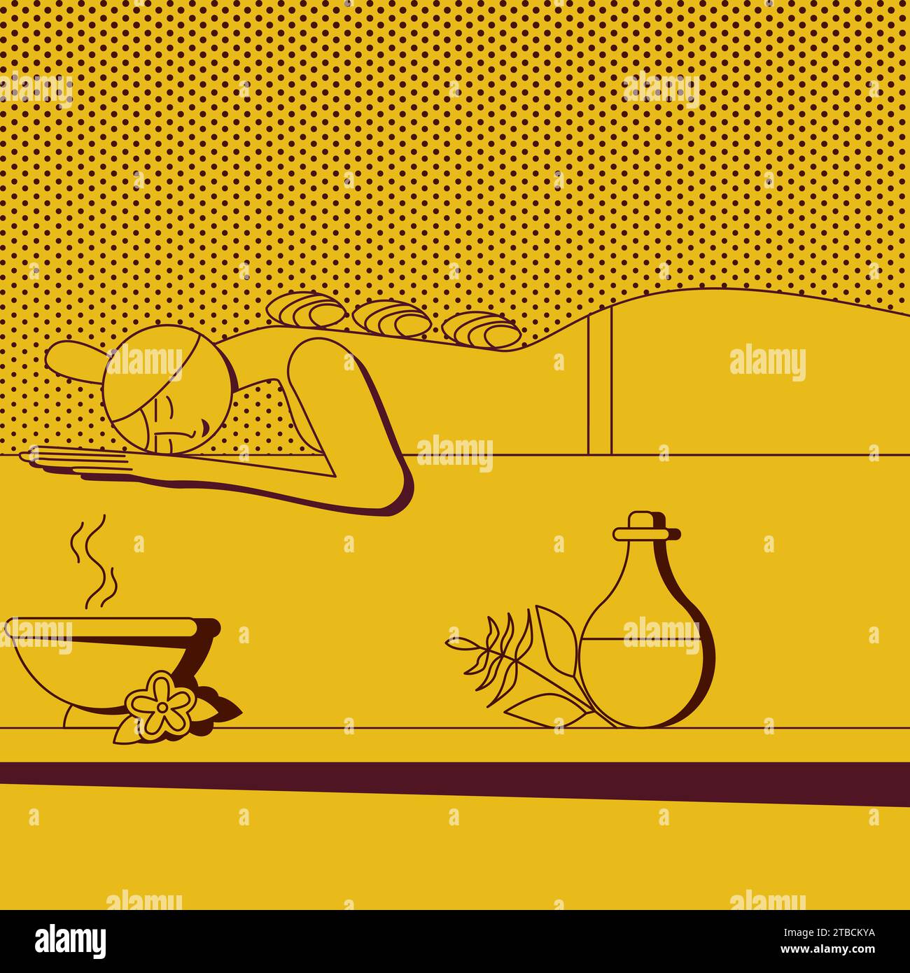 Back massage with hot stones. Beauty treatments and stone therapy at