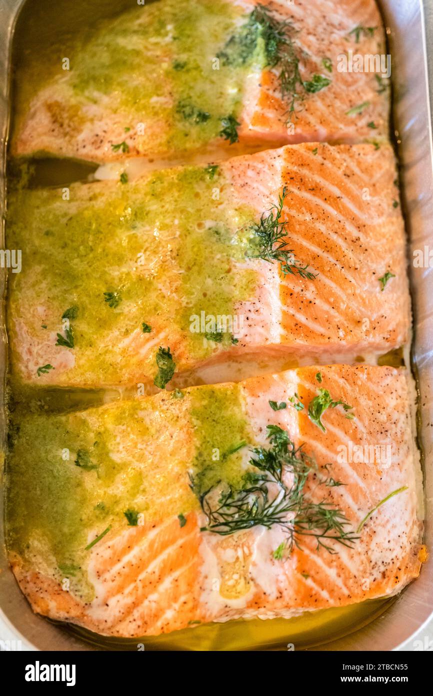 Buttery Baked Salmon An OvenBaked Delight Stock Photo Alamy