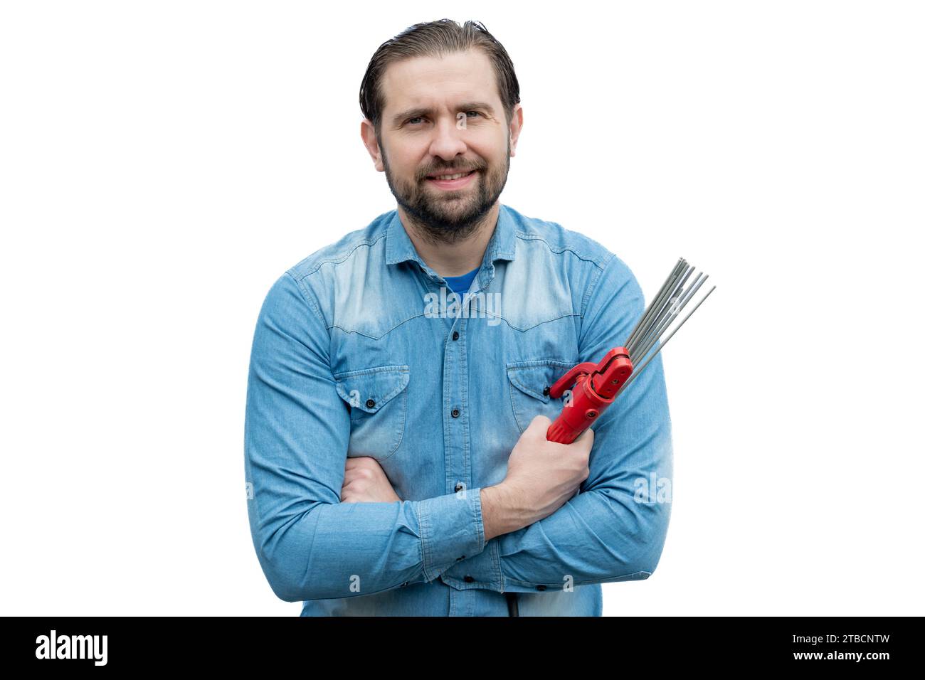 Welder man looking at the camera. Stock Photo