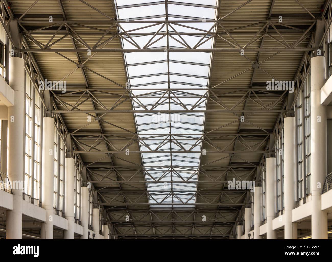 Iron steel roof construction inside view Stock Photo Alamy