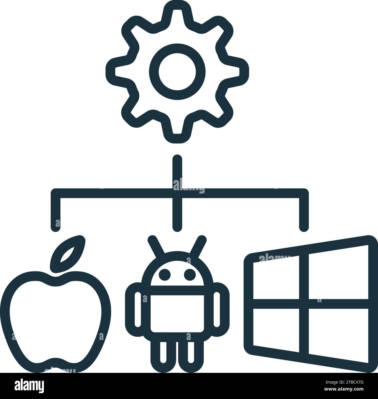 Cross-platform icon. Monochrome simple sign from app development collection. Cross-platform icon for logo, templates, web design and infographics. Stock Vector