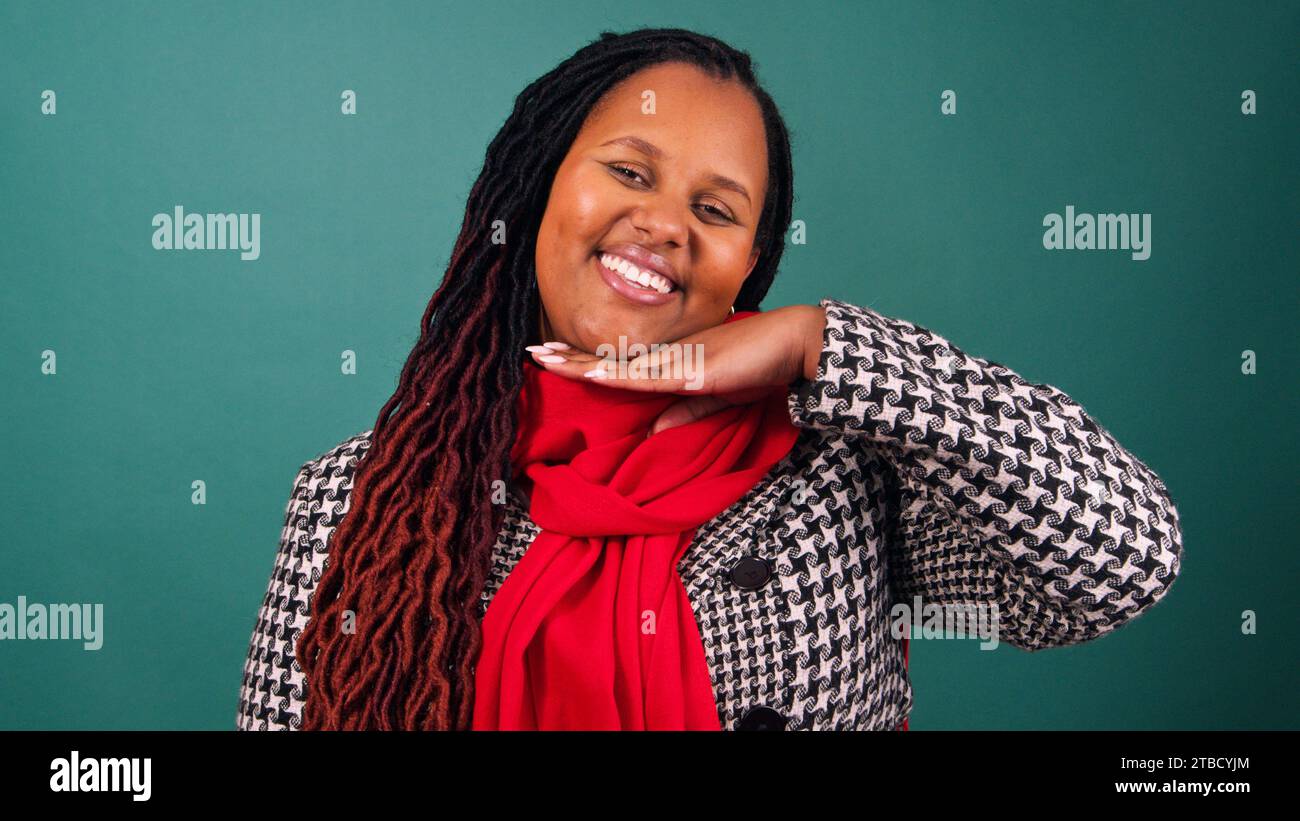 Young woman smiles poses hand hi-res stock photography and images - Alamy