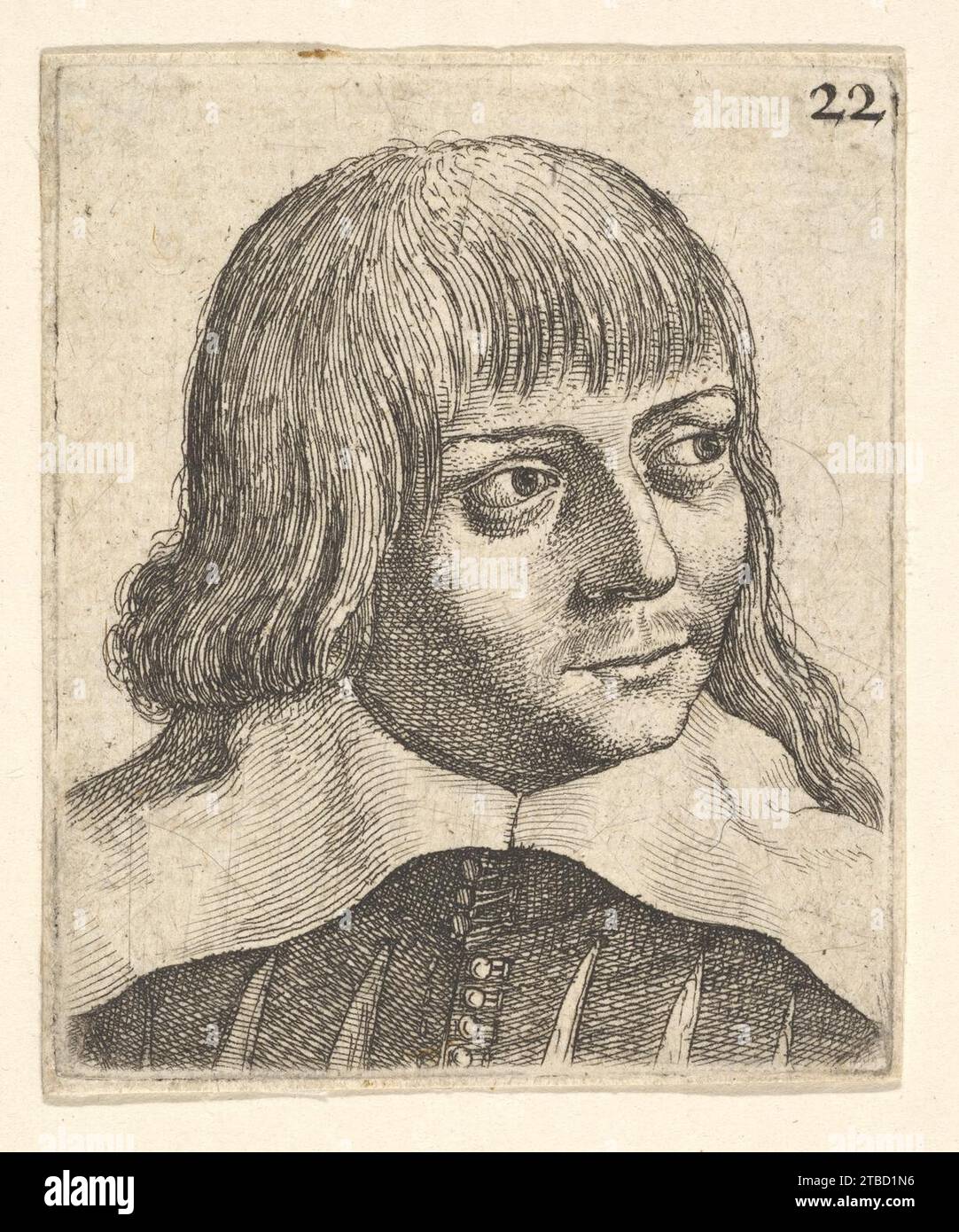 Head of a young man, turned slightly to right 1957 by Wenceslaus Hollar Stock Photo