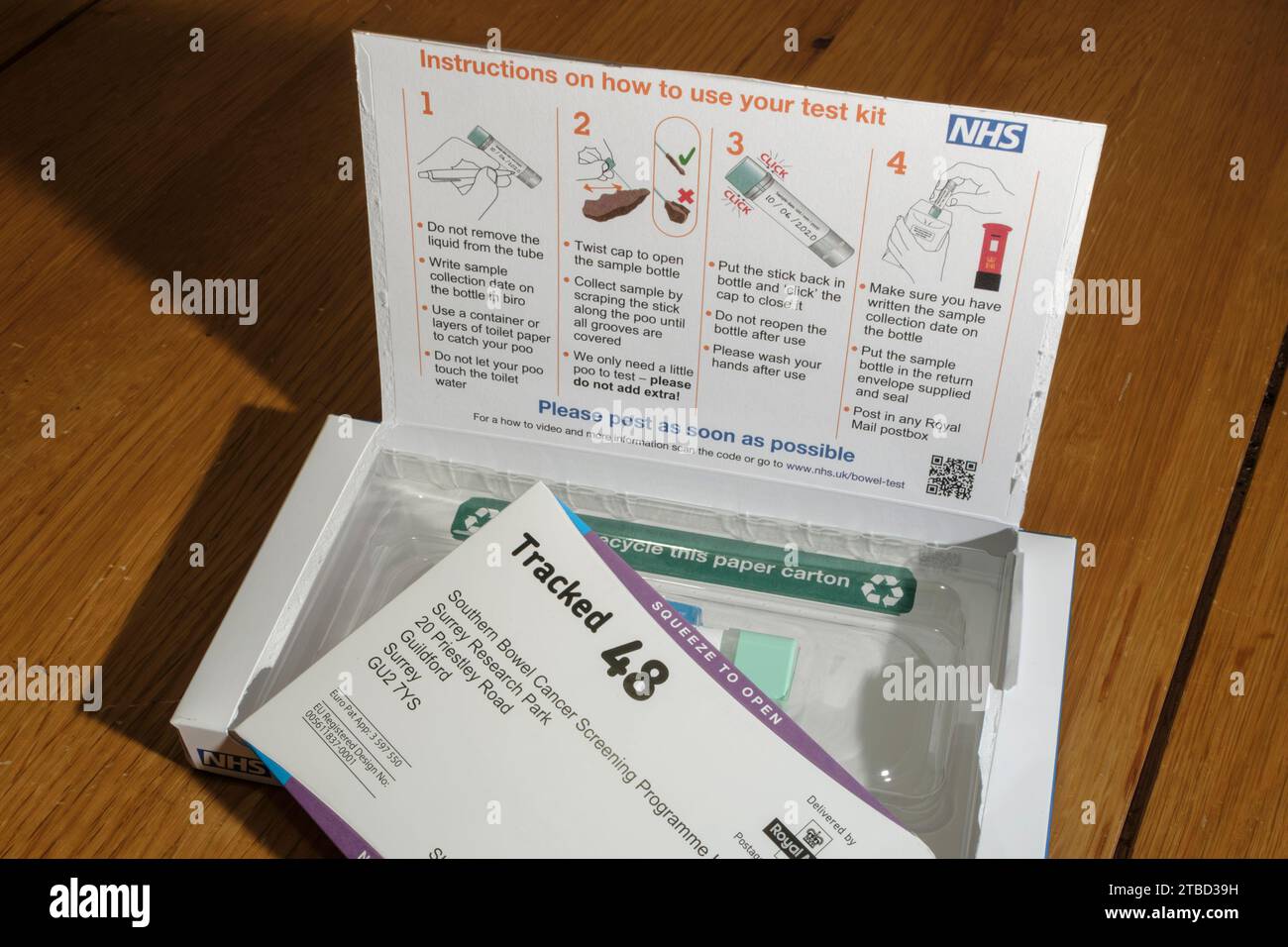 NHS bowel cancer screening kit Stock Photo Alamy