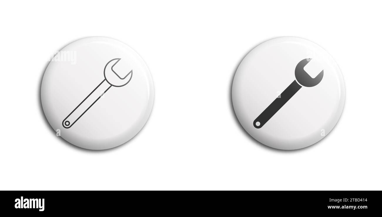 Wrench icon. Outline and flat design. Vector illustration Stock Vector